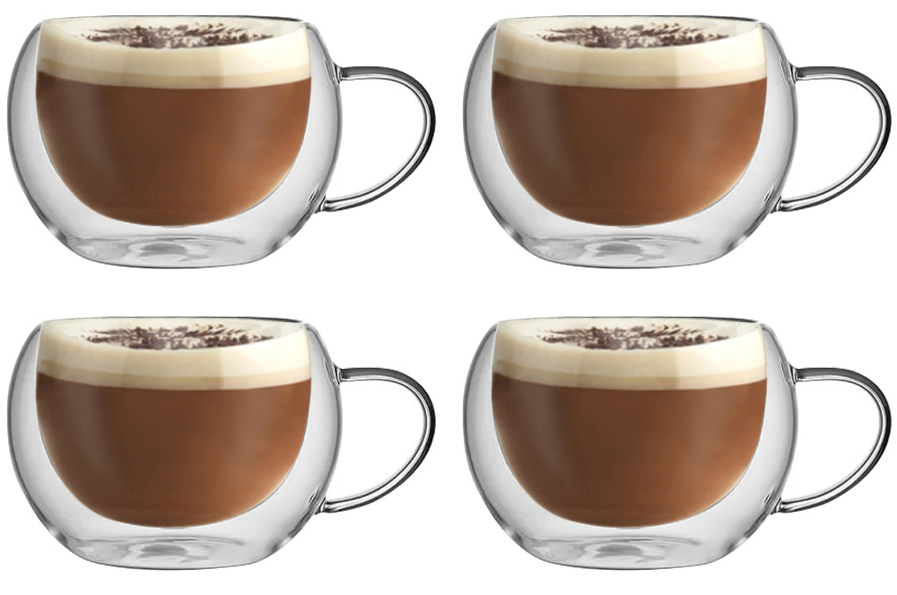 Szklanki termiczne do kawy 270 ml latte MG Home komplet 4 szt szklanek